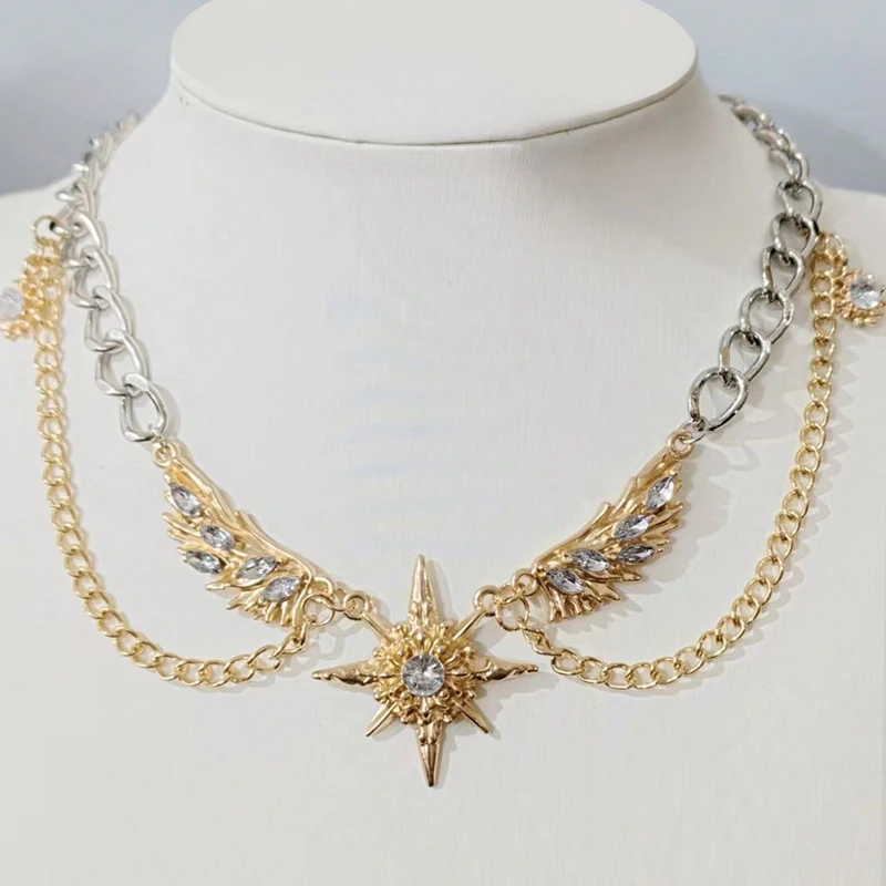 Gothic Punk Gold Color Wings S - Men Accessories Neck Chain review and price